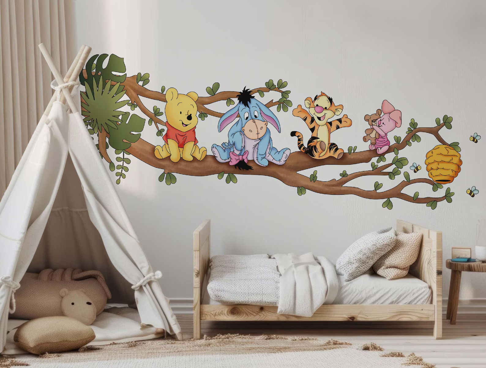 Winnie Wall Sticker Winnie On Tree Wall Mural Eeyore Wall Art Nursery Wall Decal