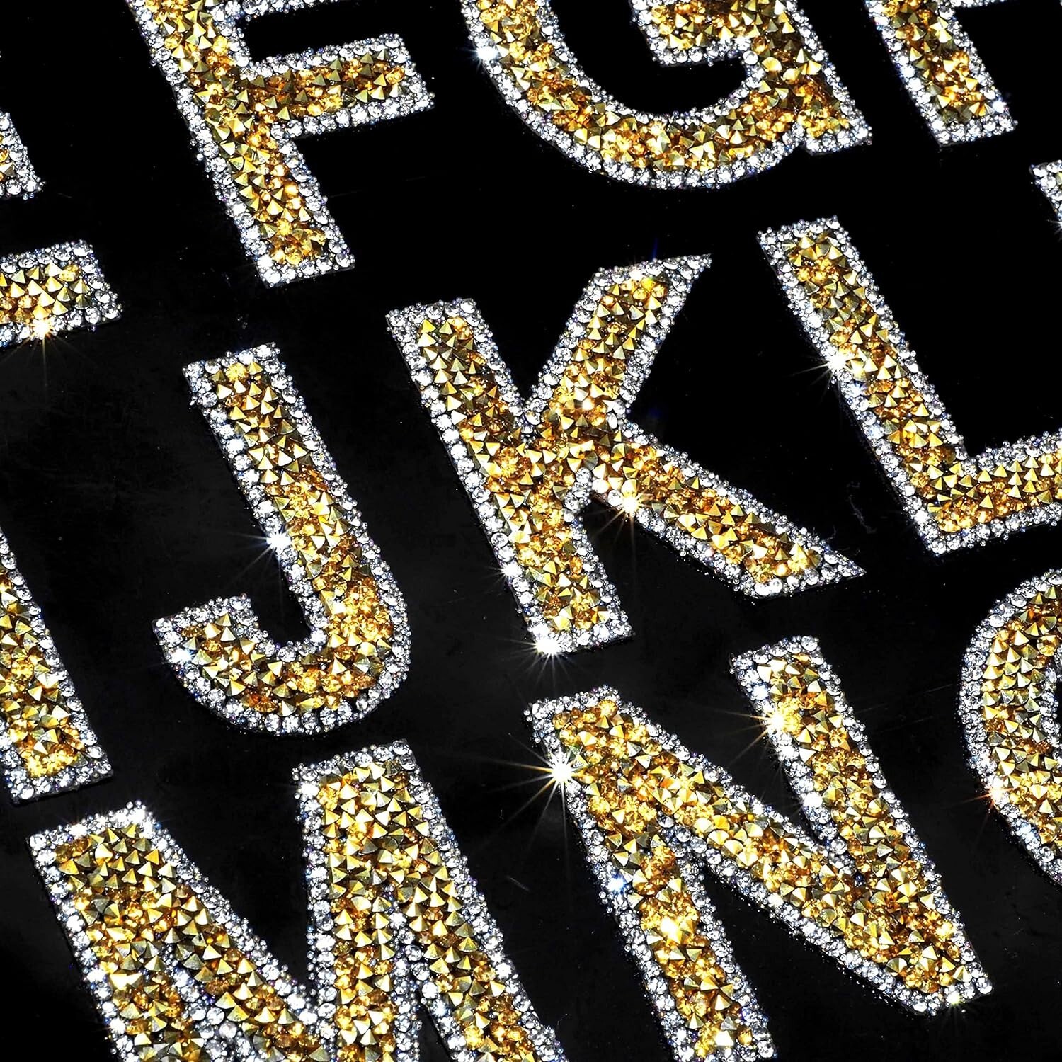 68pcs 2.24" Gold White Rhinestone Letter Number Sticker Phone Laptop Hat Bling