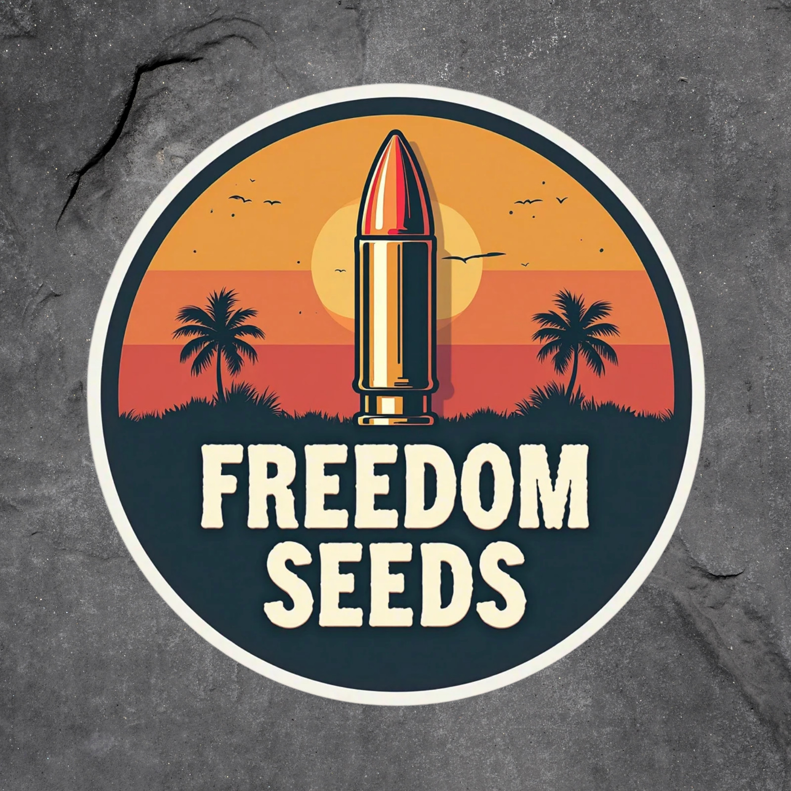 Freedom Seeds sticker vinyl decal bullet cartridge patriotic USA sunset