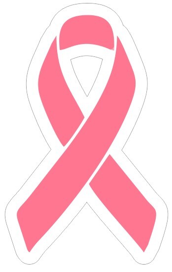 Breast Cancer Ribbon Plain Sticker / Decal R7145