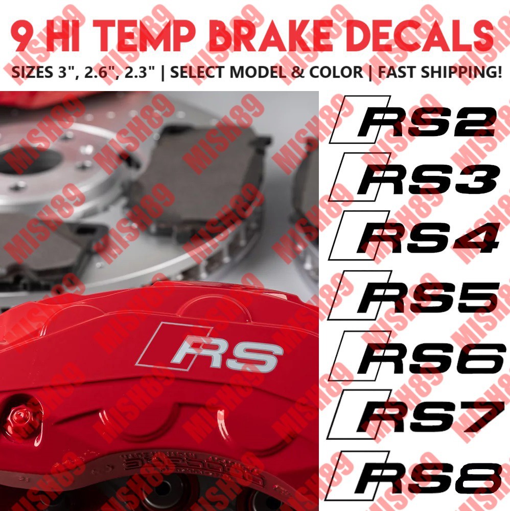 Audi RS Brake Caliper Decal Hi Temp Caliper Stickers RS2 RS3 RS4 RS5 RS6 RS7 RS8