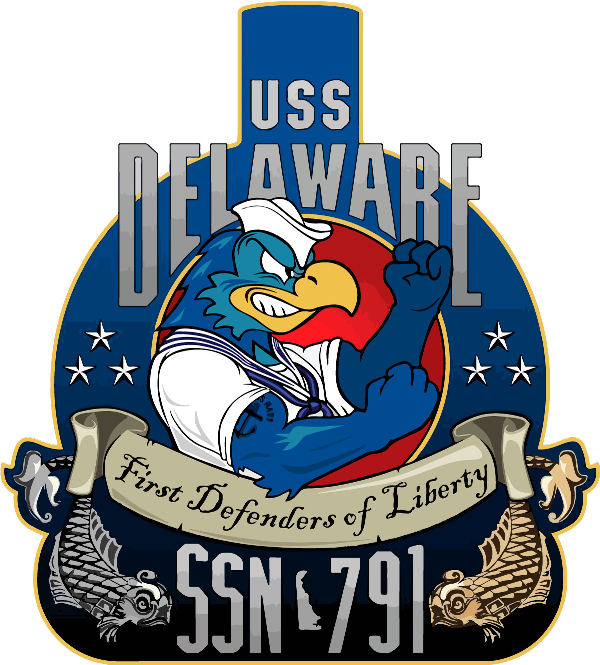 SSN-791 USS Delaware Badge Sticker Decal Virginia Class Attack submarine