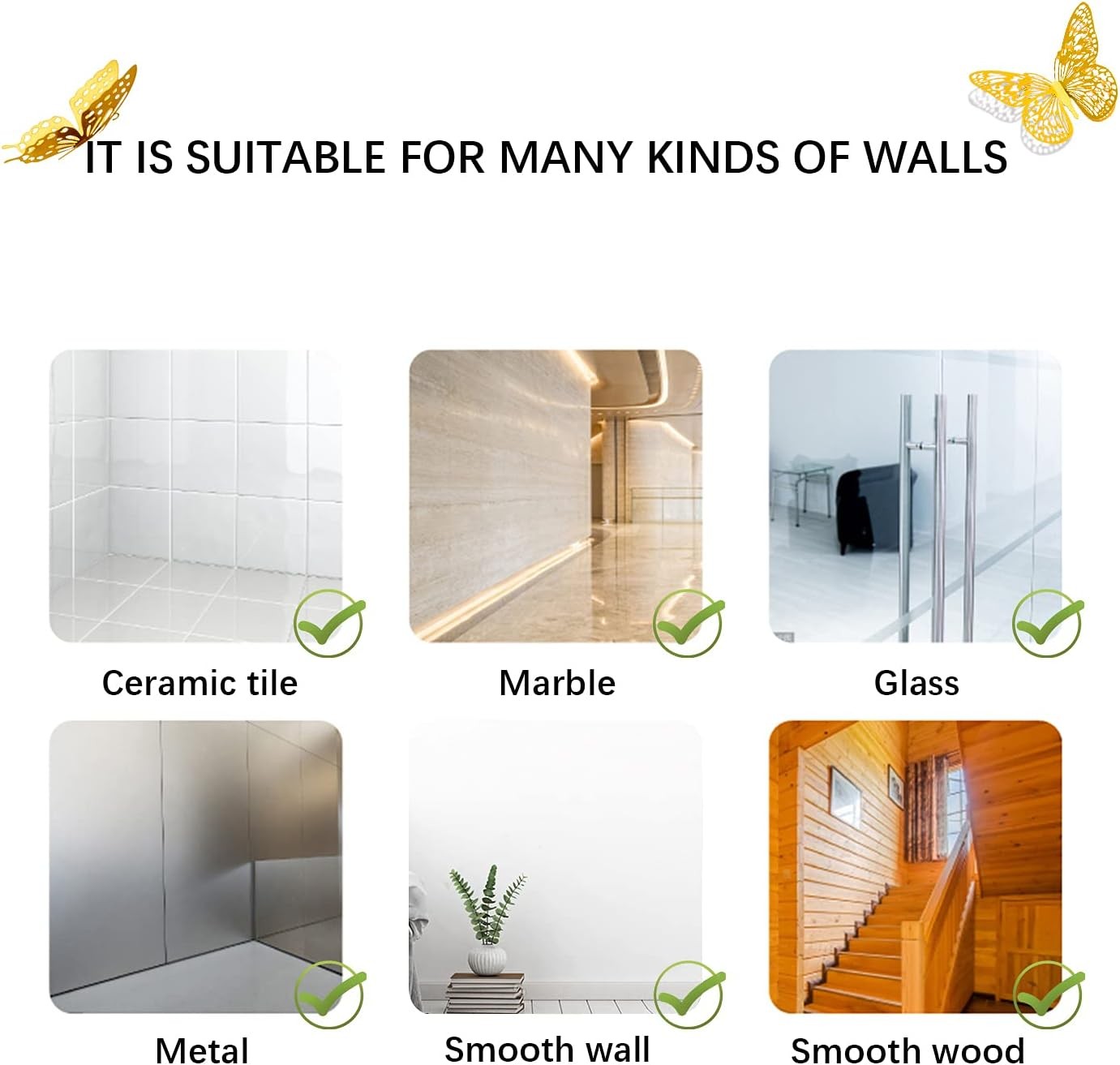 SAOROPEB 3D Butterfly Wall Decor – 48 Pcs, 4 Styles, 3 Sizes, Gold Butterfly Dec