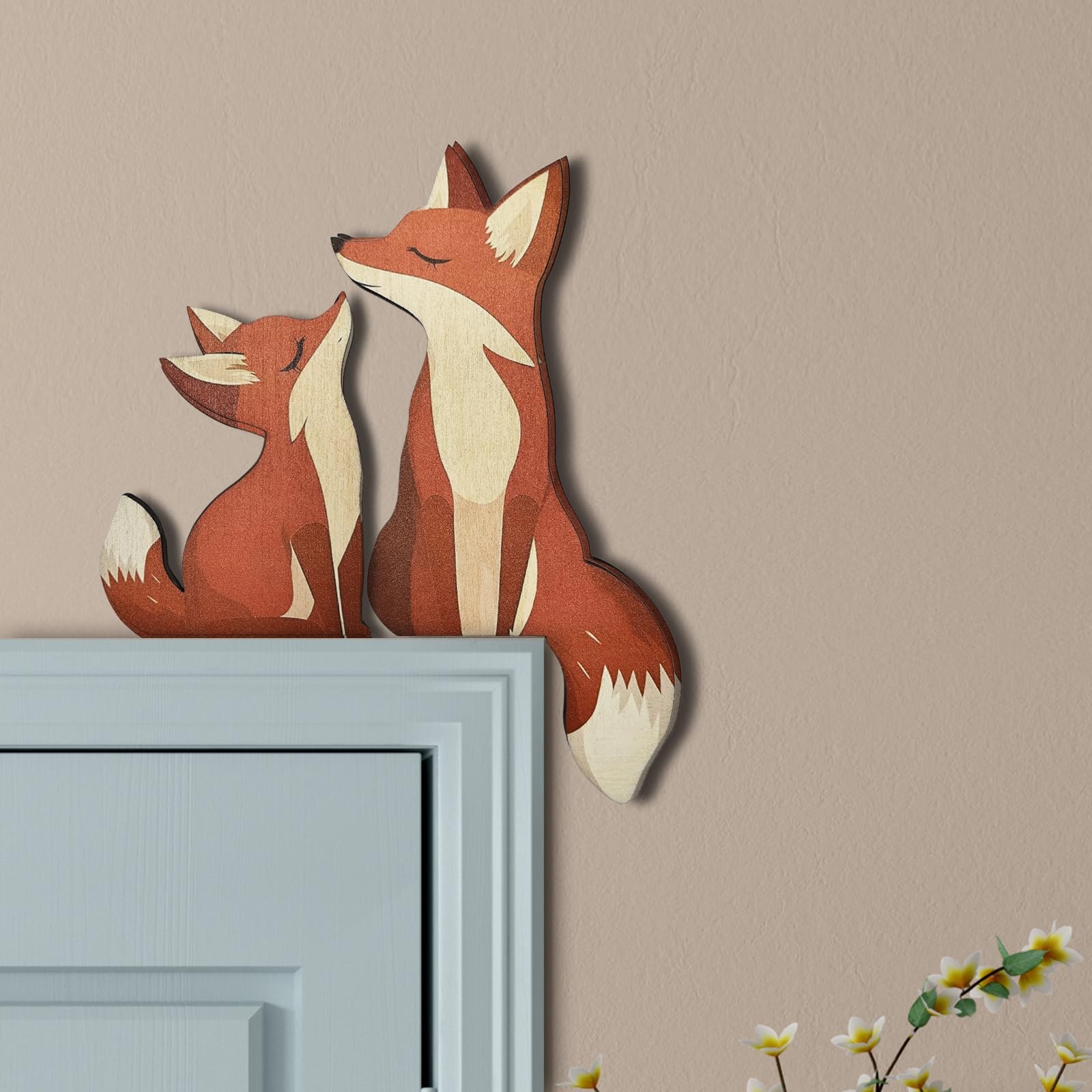 Baby Fox Door Topper Adorable Fox Shape Statue Door Corner Sculpture for Hand…