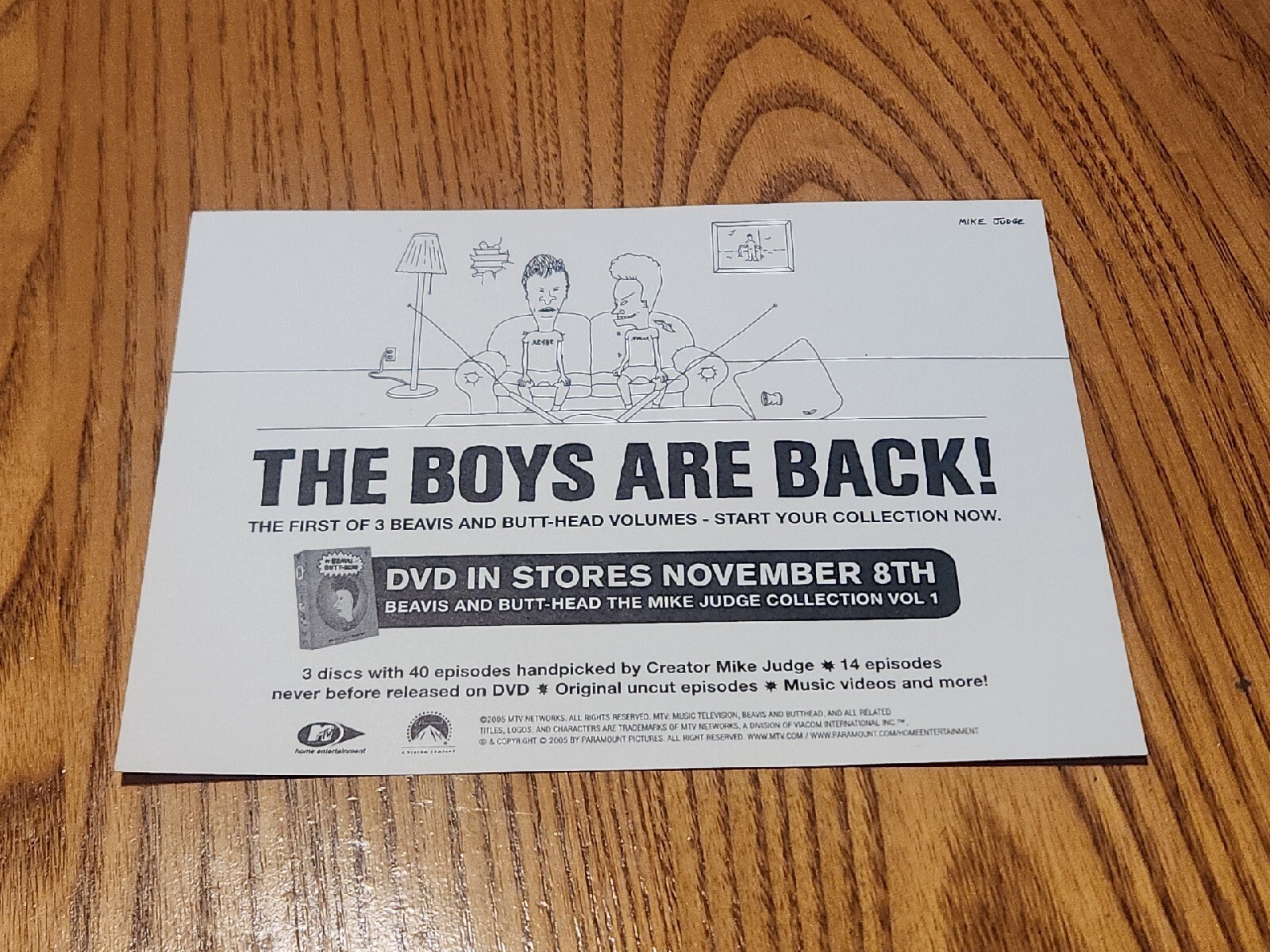 Beavis And Butthead Rare original DVD Promo Bumper Sticker Sheet Of 2 Decals