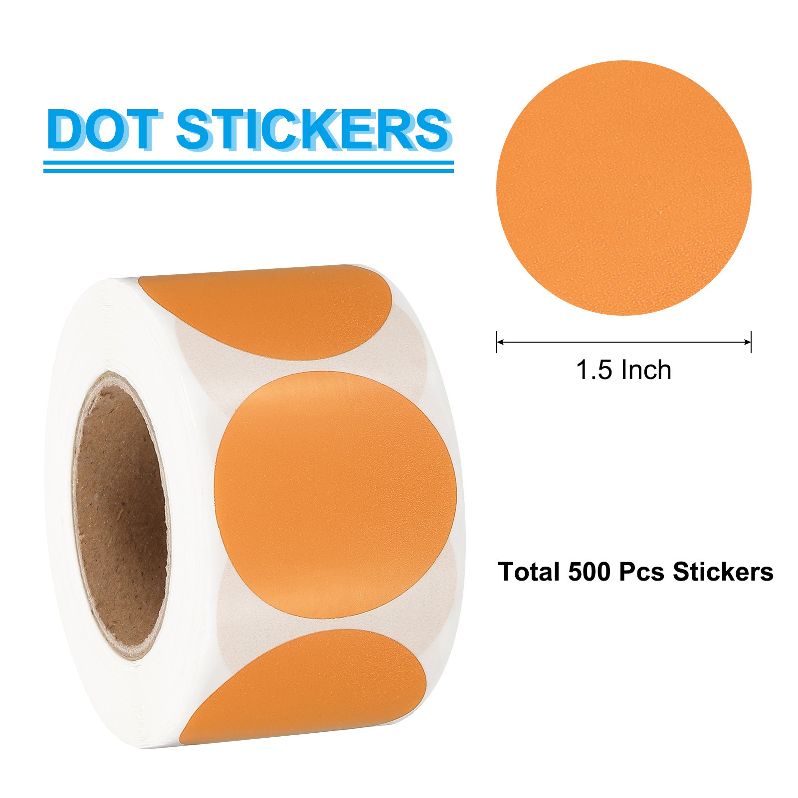 1.5 Inch Round Thermal Label Stickers for Business, Orange (500Pcs)