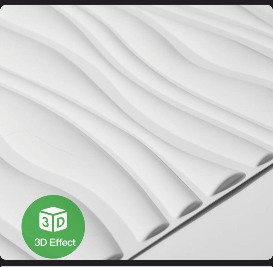 Set of 40-3D Wave Design PVC Wall Panels 12"x12" Sq. Ft. Coverage White Wall