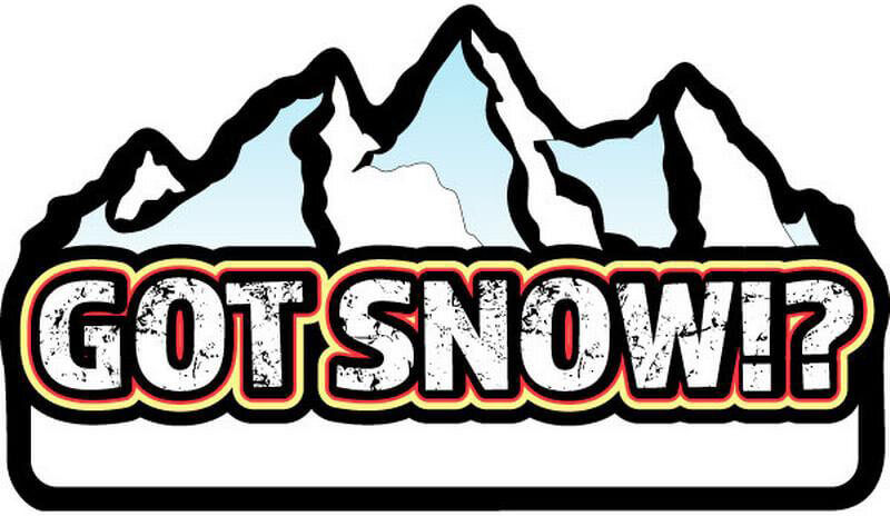 Got Snow!? – Mountain Landscape – Postcard Sized Vinyl Sticker 6" x 3.5"