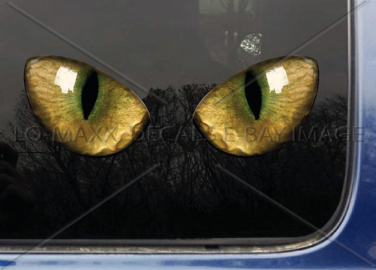 Pair Of Cat Eyes Car Truck Window Glass Wall Boat Unique Printed Vinyl Sticker