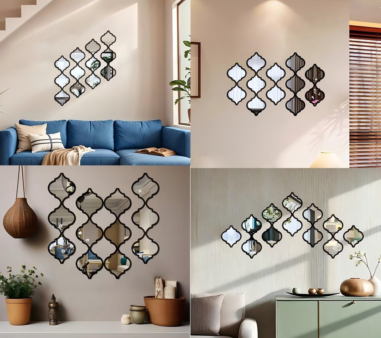 12Pcs Acrylic Mirrors for Wall Decor – DIY -Adhesive Decorative Mirror Tiles,…