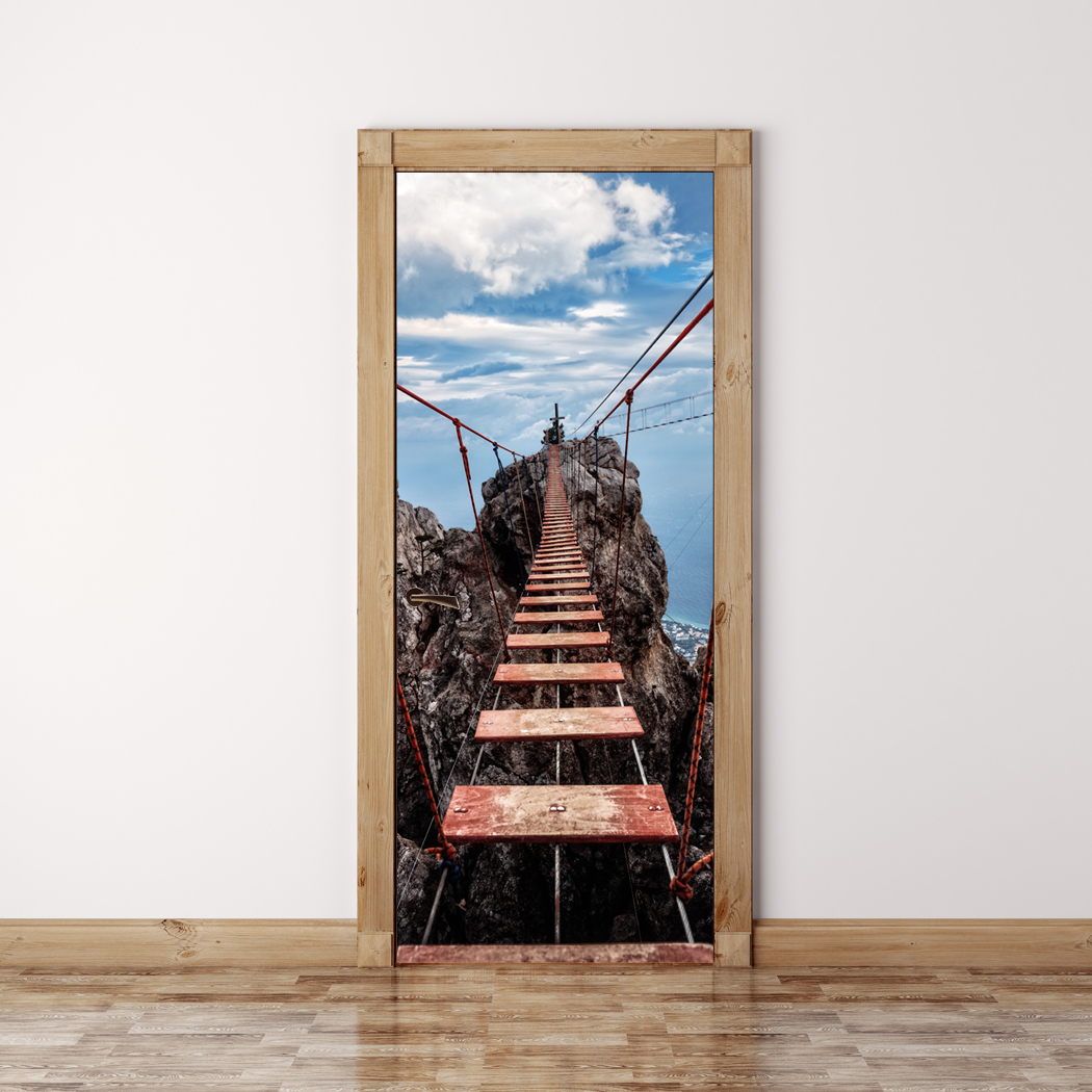 Door Mural Suspension bridge on the Mount – Self Adhesive Door Skin, Cover, Wrap