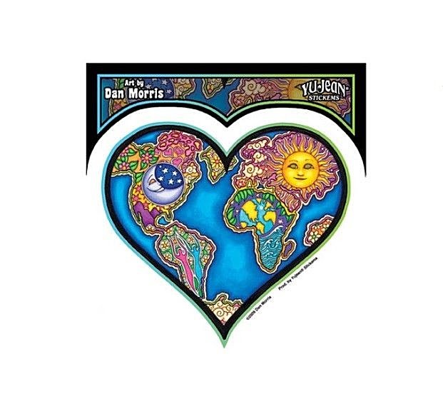 Dan Morris CELESTIAL EARTH HEART 5-1/4" x 5" sticker (234) (#26)