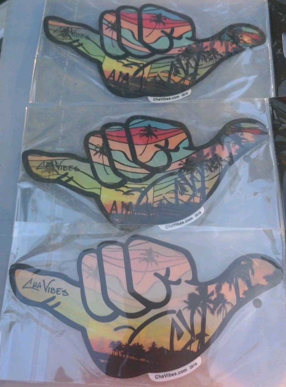 *DECAL* Shaka Hand / DAYTONA BEACH FL CHAVIBES Halogram Sticker Lot X3
