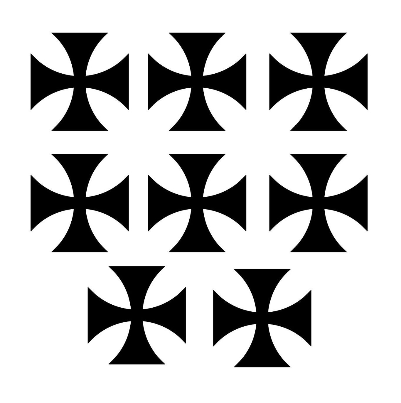 Iron Cross Vinyl Decals – German WWI – Set of 8 – 5" Tall Stickers Select Color
