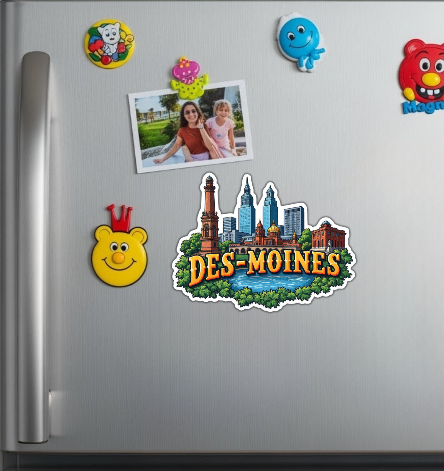 Des Moines Iowa Fridge Magnet or Laptop Sticker