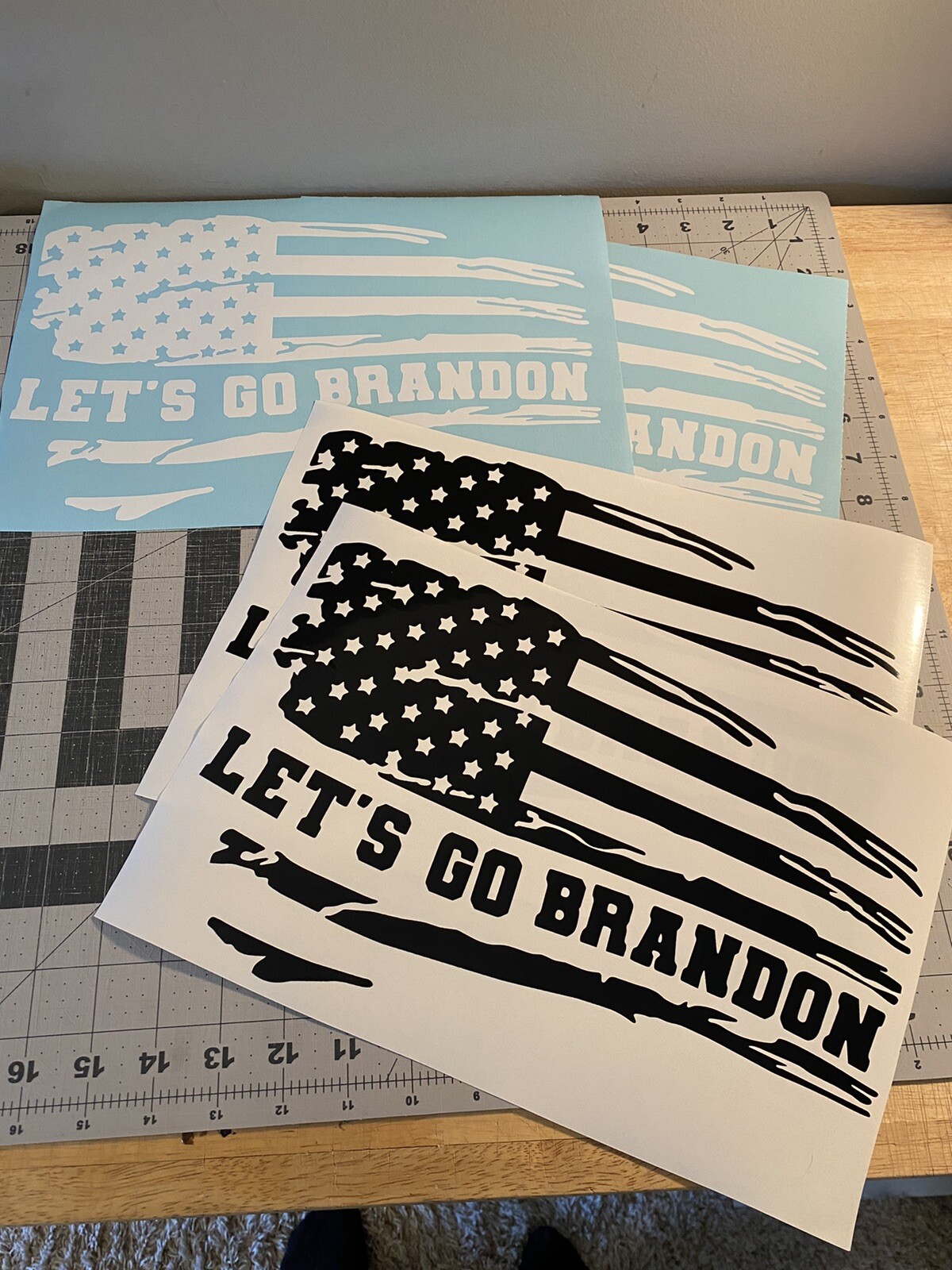 Vinyl Decal for Window – Let's Go Brandon Flag (Various Colors/ Sizes)
