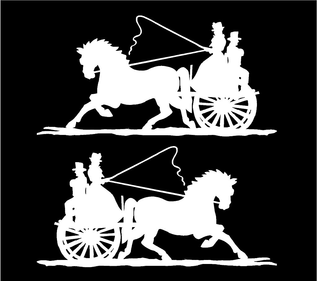 Horse Drawn Carriage Wagon Decals Set of Two Mirrored Image car vinyl graphics