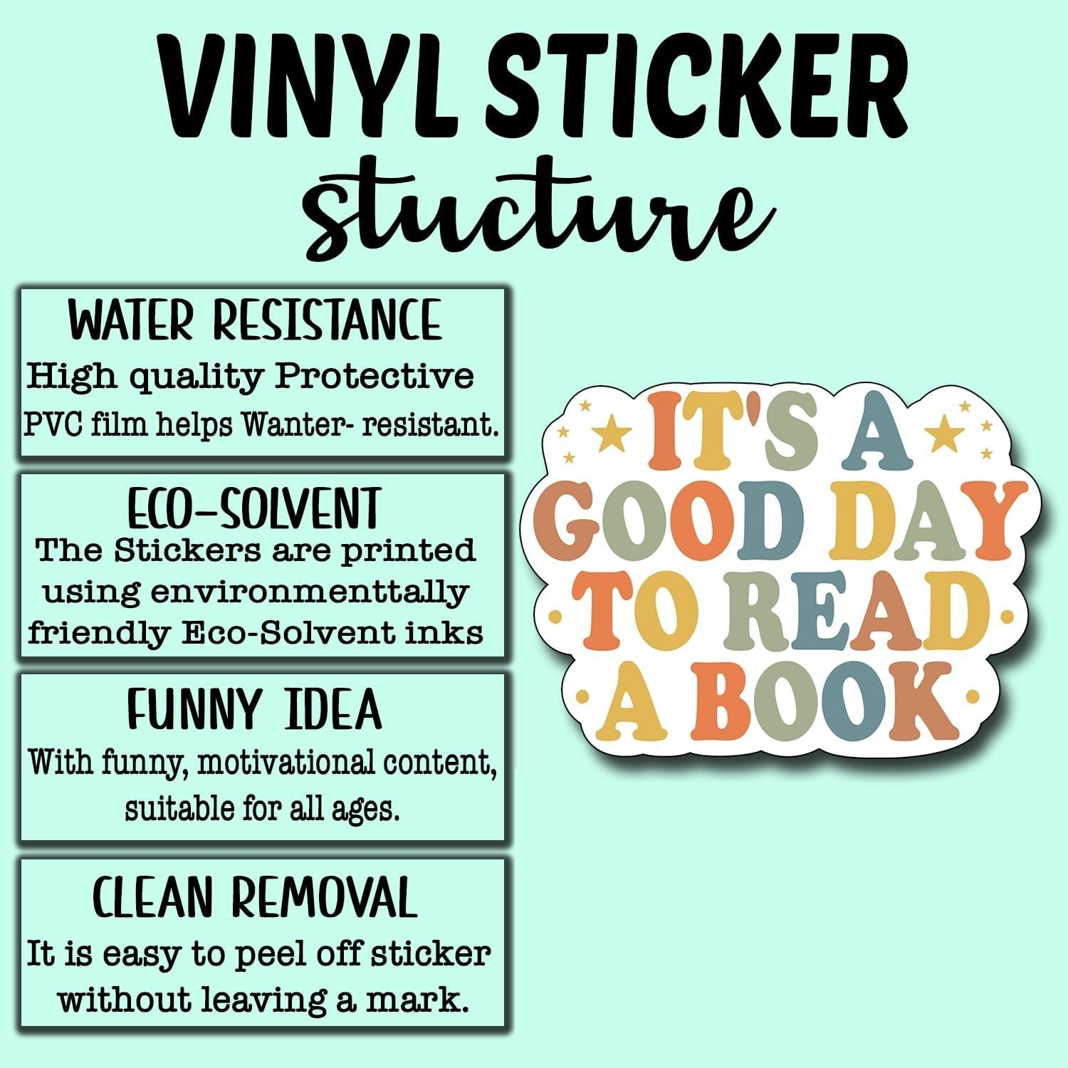 3Pcs It's A Good Day to Read A Book Sticker, Decorate Books Laptop Phone, Wat…