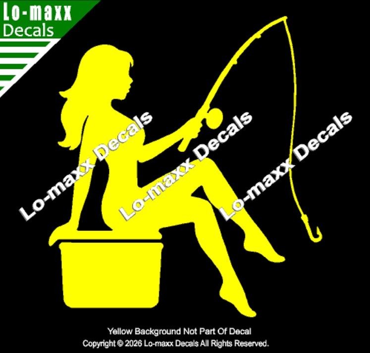 Mudflap Fishing Girl Die Cut Vinyl Decal High Performance Truck Car Sticker