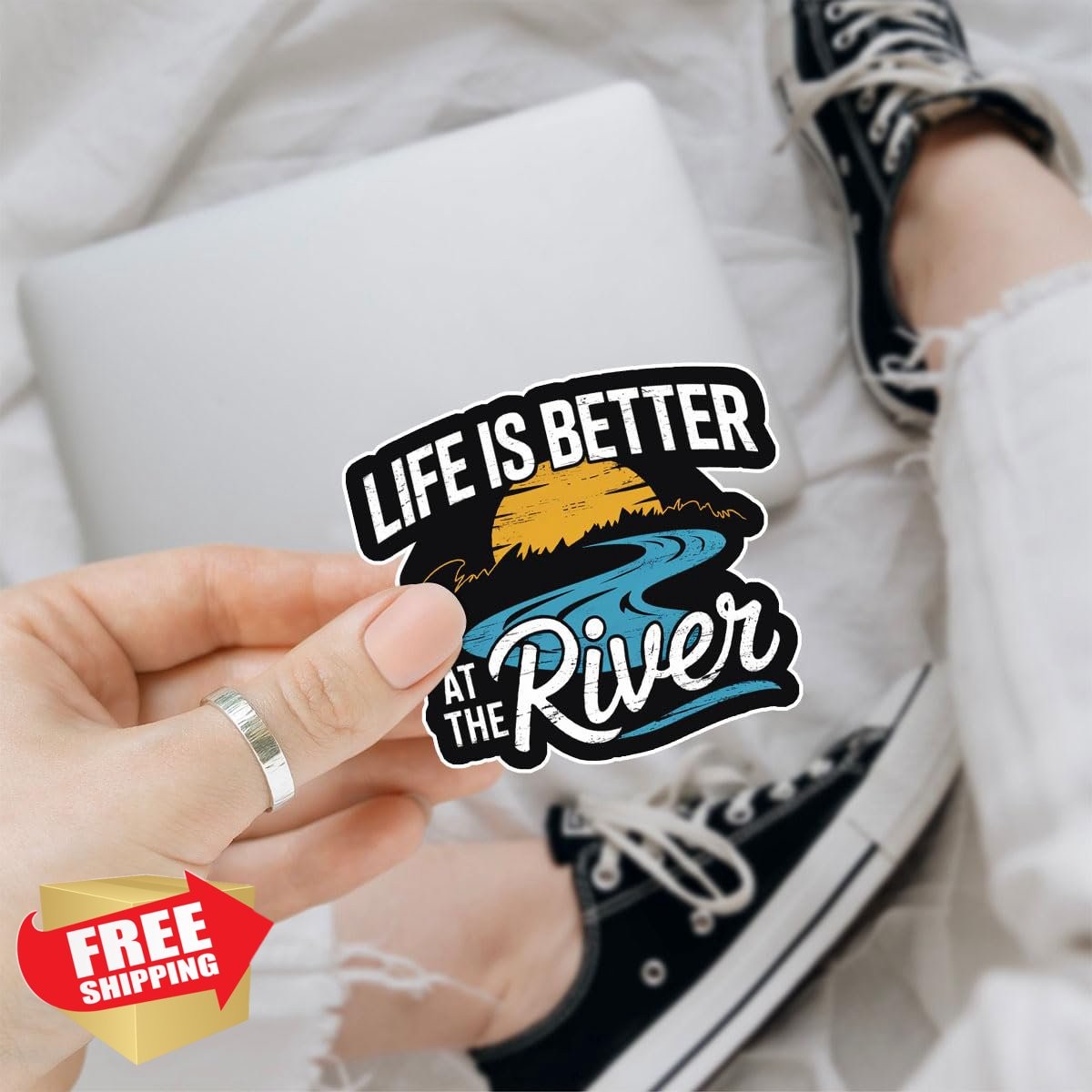 Life is Better at River Sticker 3 Pack Camping Fishing Decal