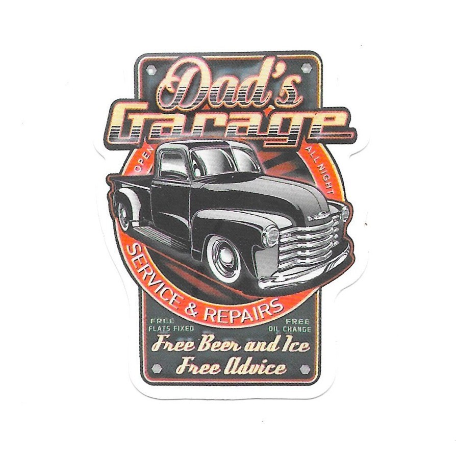 Dad's Garage Vinyl Sticker Decal Retro Classic Truck Service and Repair