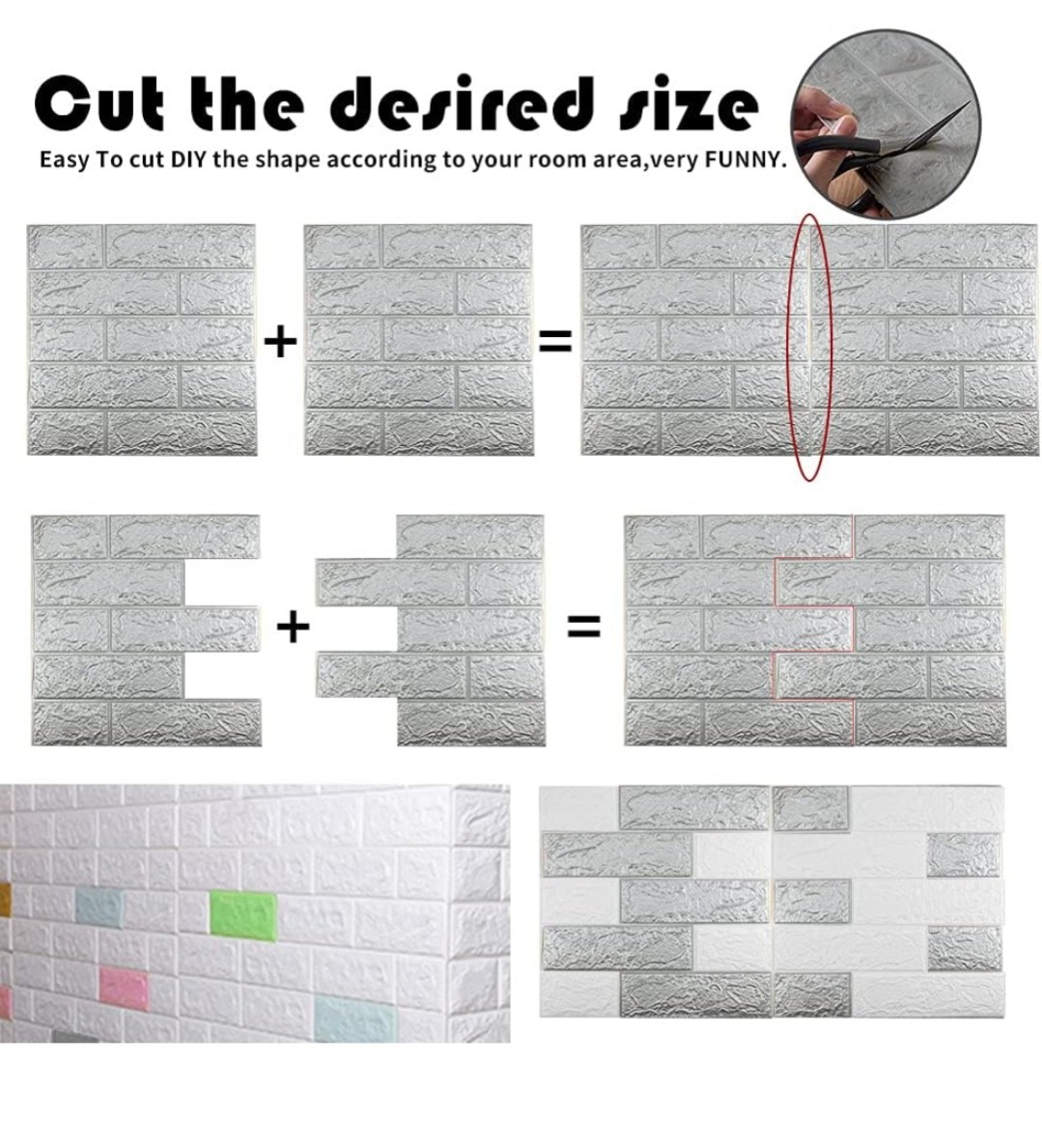 20 Pcs 3D Tile Brick Wall Sticker Self-adhesive Foam Panel Wallpaper 29sq feet
