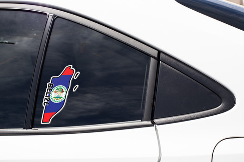 Belize Map Flag Sticker Decal
