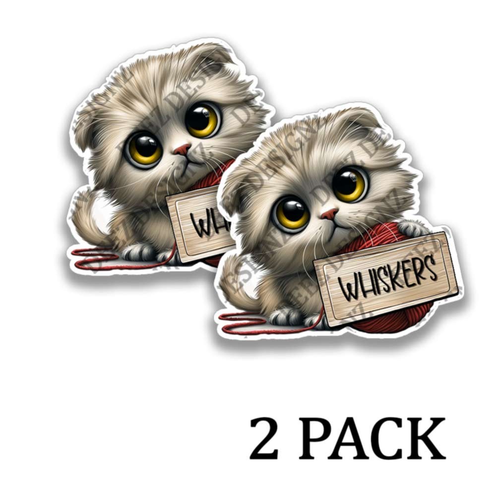 Whiskers the Ragamuffin Kitten Stickers Cat Decals (PERSONALIZE!) -2 Pack