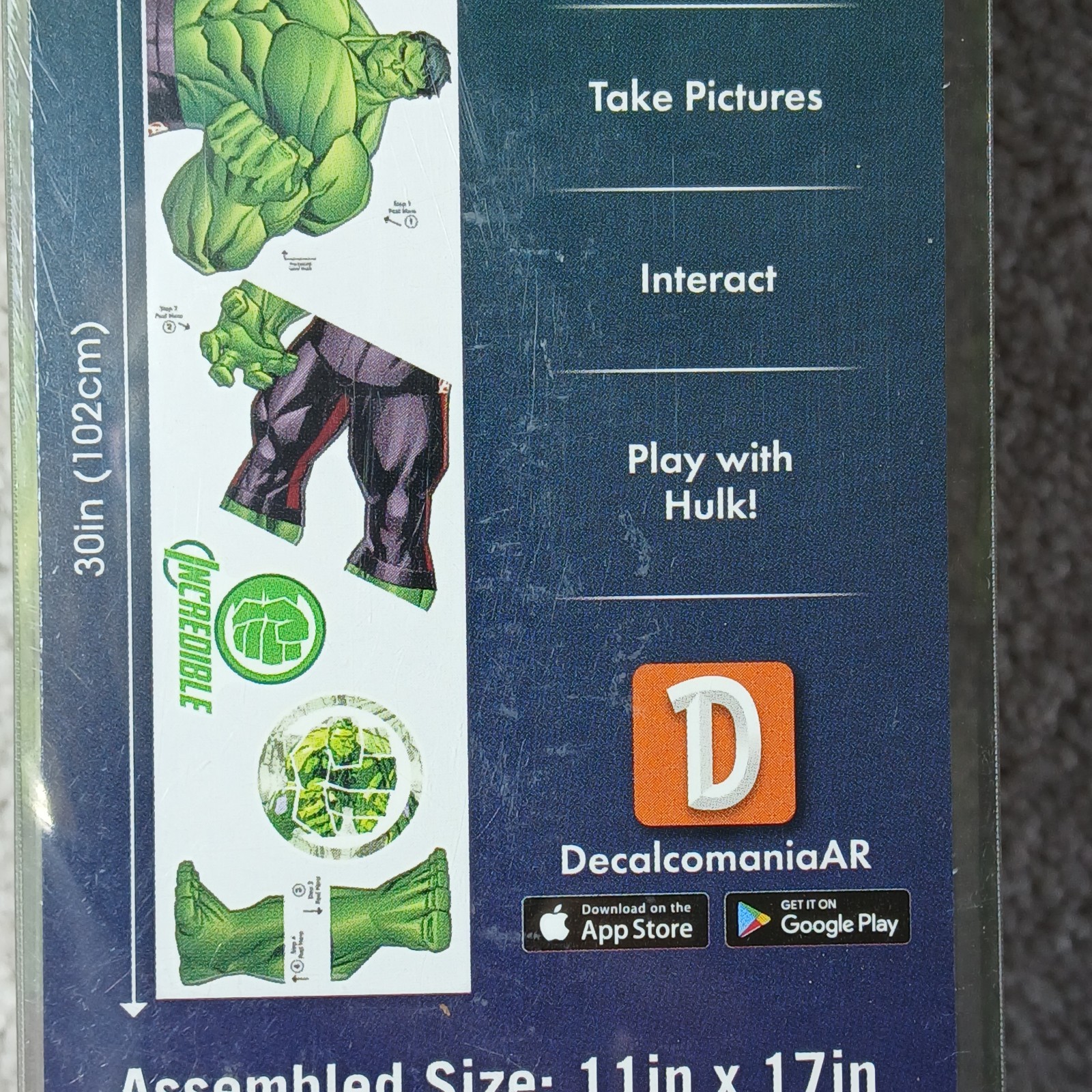 Marvel Incredible Hulk Wall Decal – with 3D Augmented Reality Interaction New