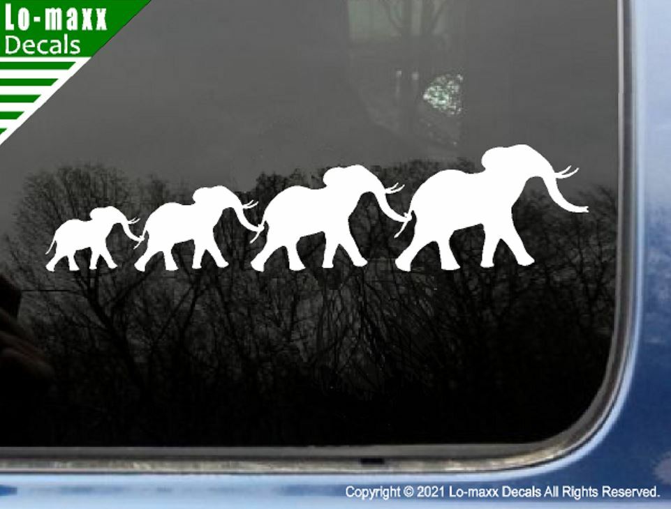 Elephant Family Daddy Momma Children Unique Durable Die Cut Vinyl Decal Art
