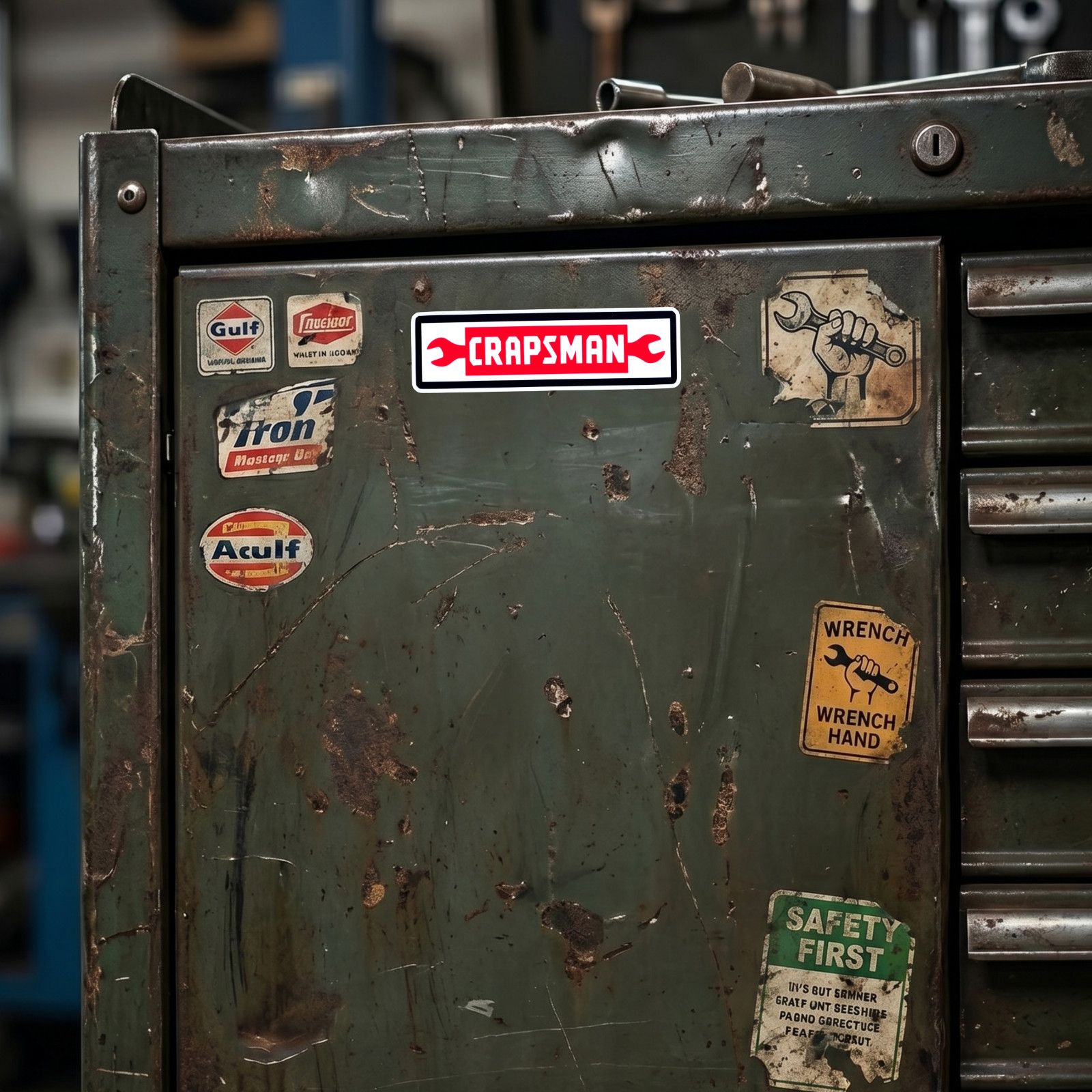 x3 Crapsman Tool Box Stickers Mechanic Joke Craftsman Tools Parody