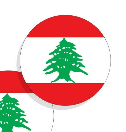 Lebanon Flag Stickers Flag Decals Vinyl Round Indoor Outdoor Circles 4 pack