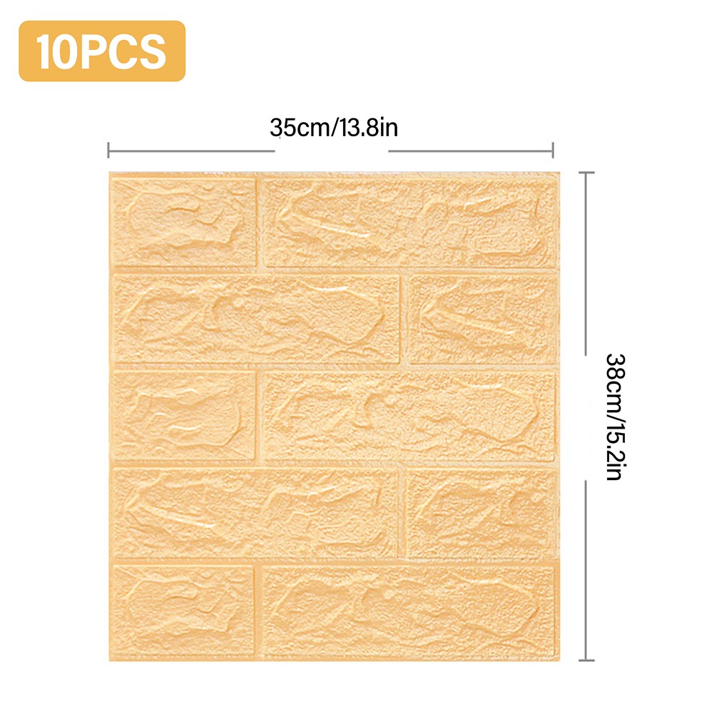 10pc 3D Foam Brick Stone Wall Panels Marbing Wallpaper Self Adhesive Waterproof