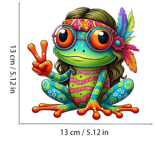 2 PCS Colorful Peace Frog Vinyl Decals – Waterproof Removable Stickers for