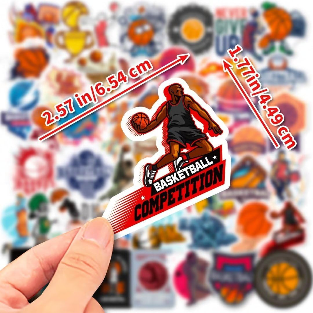 Basketball Stickers for Kids Teens Adults, 100PCS Vinyl Waterproof Basketball Sp