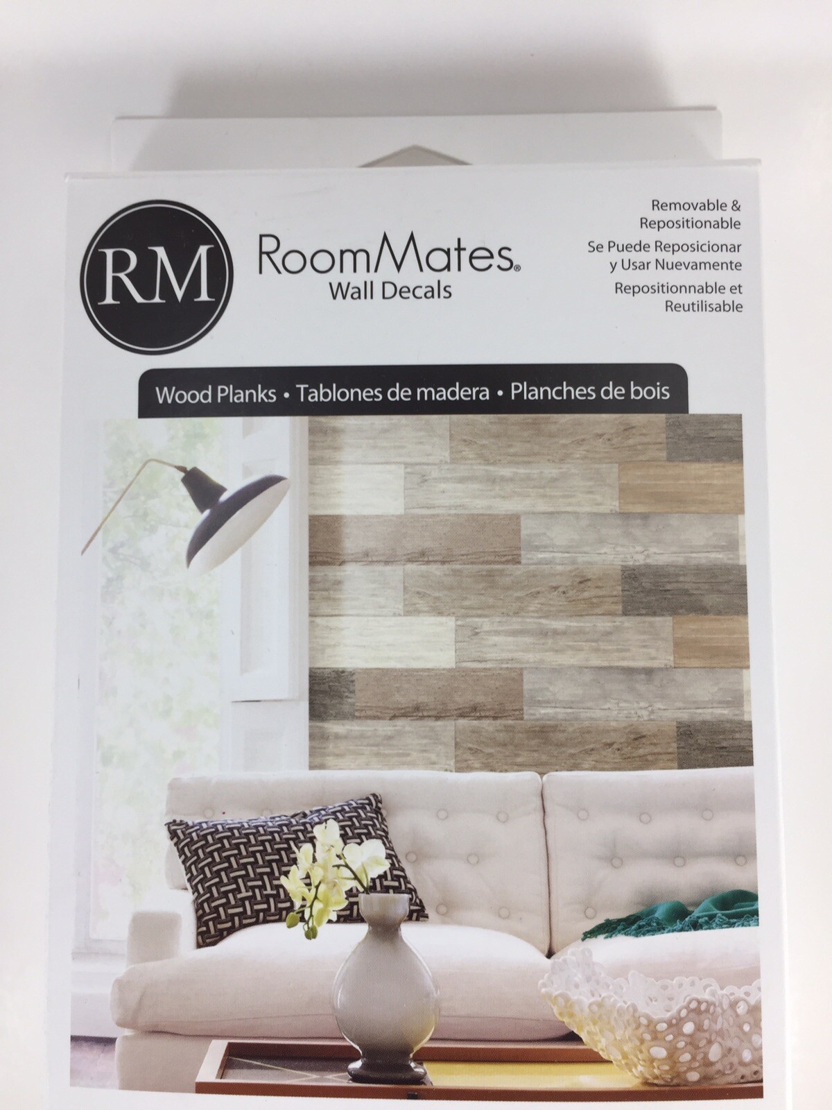ROOM MATES Rustic Brown Tan Shiplap Wood Planks Peel & Stick Wall Decals