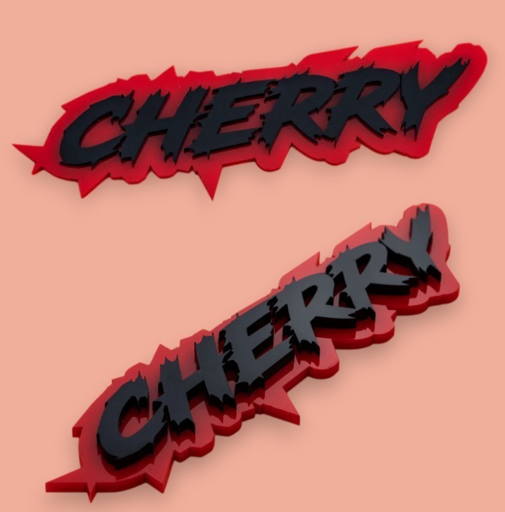 Custom Text Badge – Type Your Own – Lightning Font – Custom Acrylic Emblem