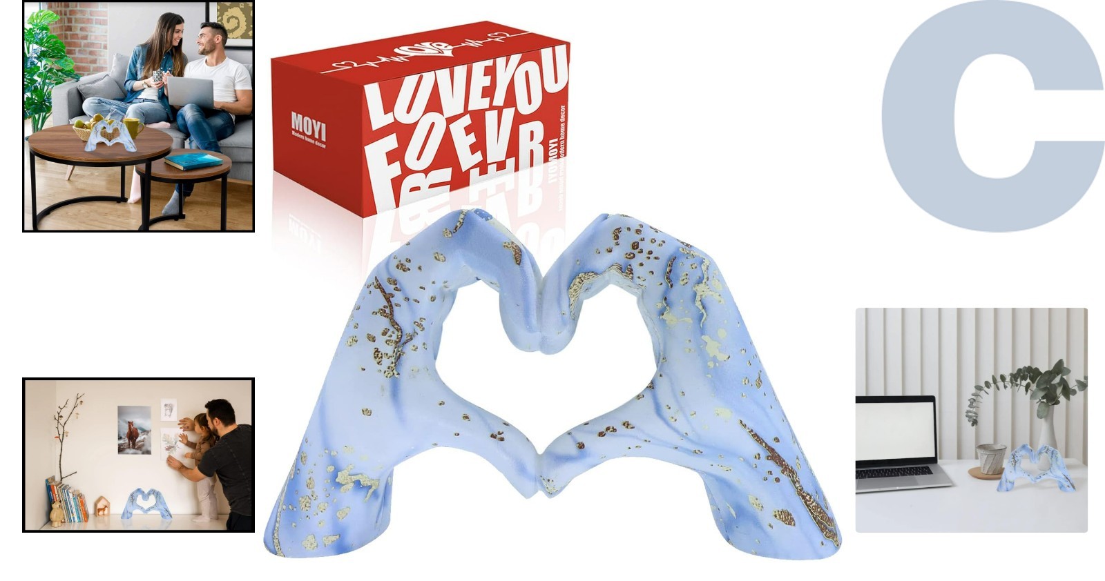 Luxury Heart-Shaped Decor – Resin Statue for Home Accents & Special Occasions