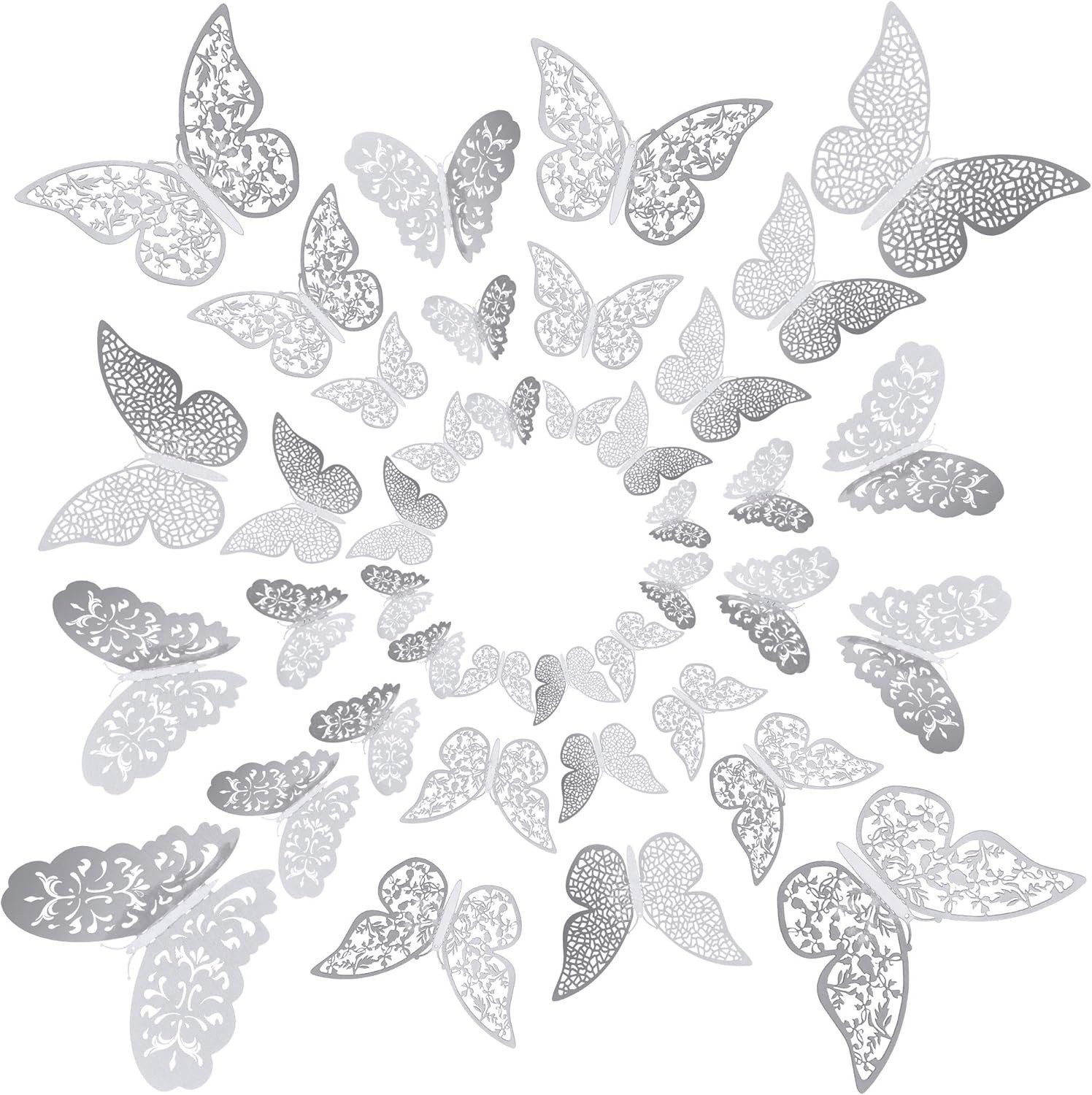 Stunning Silver 3D Butterfly Wall Decals – 72 Decorative Pieces for All Spaces