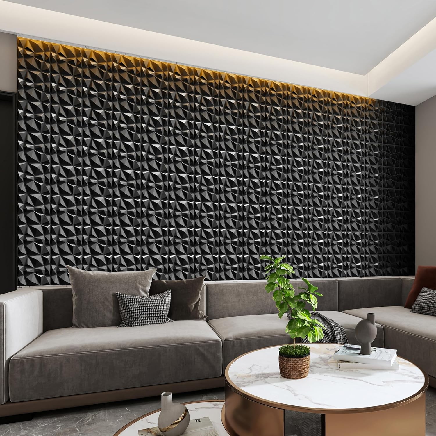 3D Wall Panels 33 Pack 12 x 12 Inch Decorative Wall Panels PVC Accent Wall