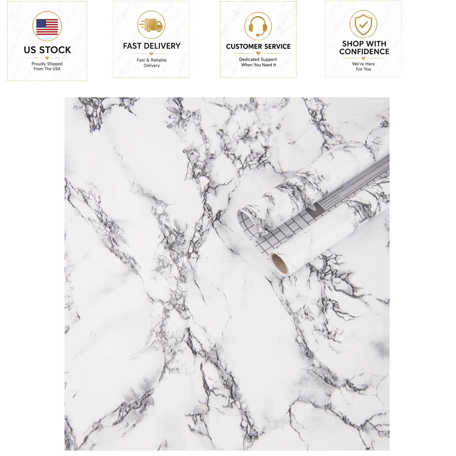 15.8"x120" Art Deco Marble Self-Adhesive Wallpaper – Elegant Home Transformation
