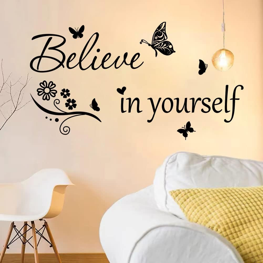 Inspirational Wall Decal Believe in Yourself Decal Wall Quote Stickers PVC Wall