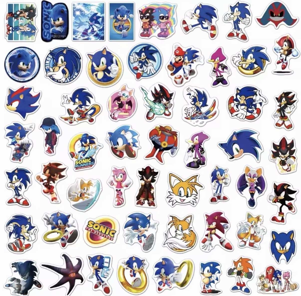 Sonic the Hedgehog – 8 Character Sticker Sheet Pack – Shadow, Tails, Knuckles..