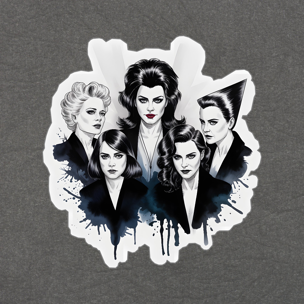 Iconic Female Horror Characters Sticker Gothic Art Elvira & Morticia #9064
