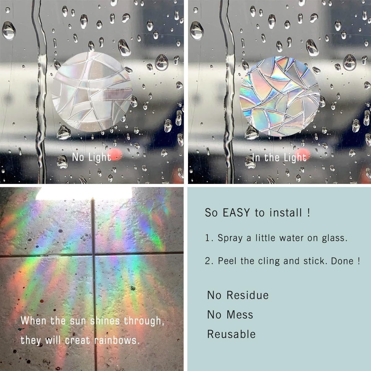51-Piece Star Window Decals – Rainbow Suncatcher Anti-Collision Clings