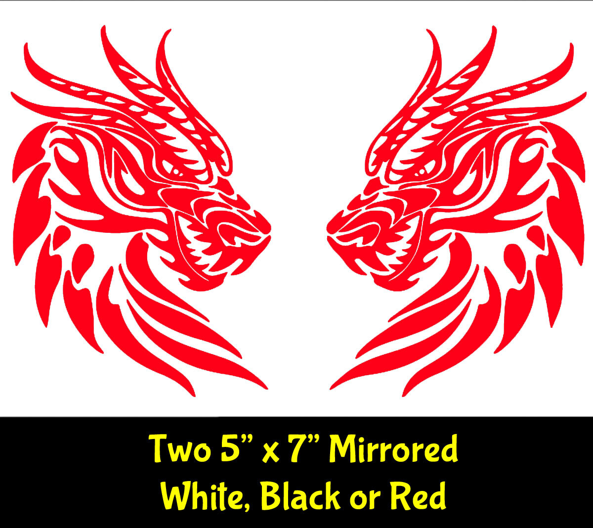 Dragon Pair Mirrored Vinyl Decal Car Truck Window Tumbler Laptop Tablet Notebook