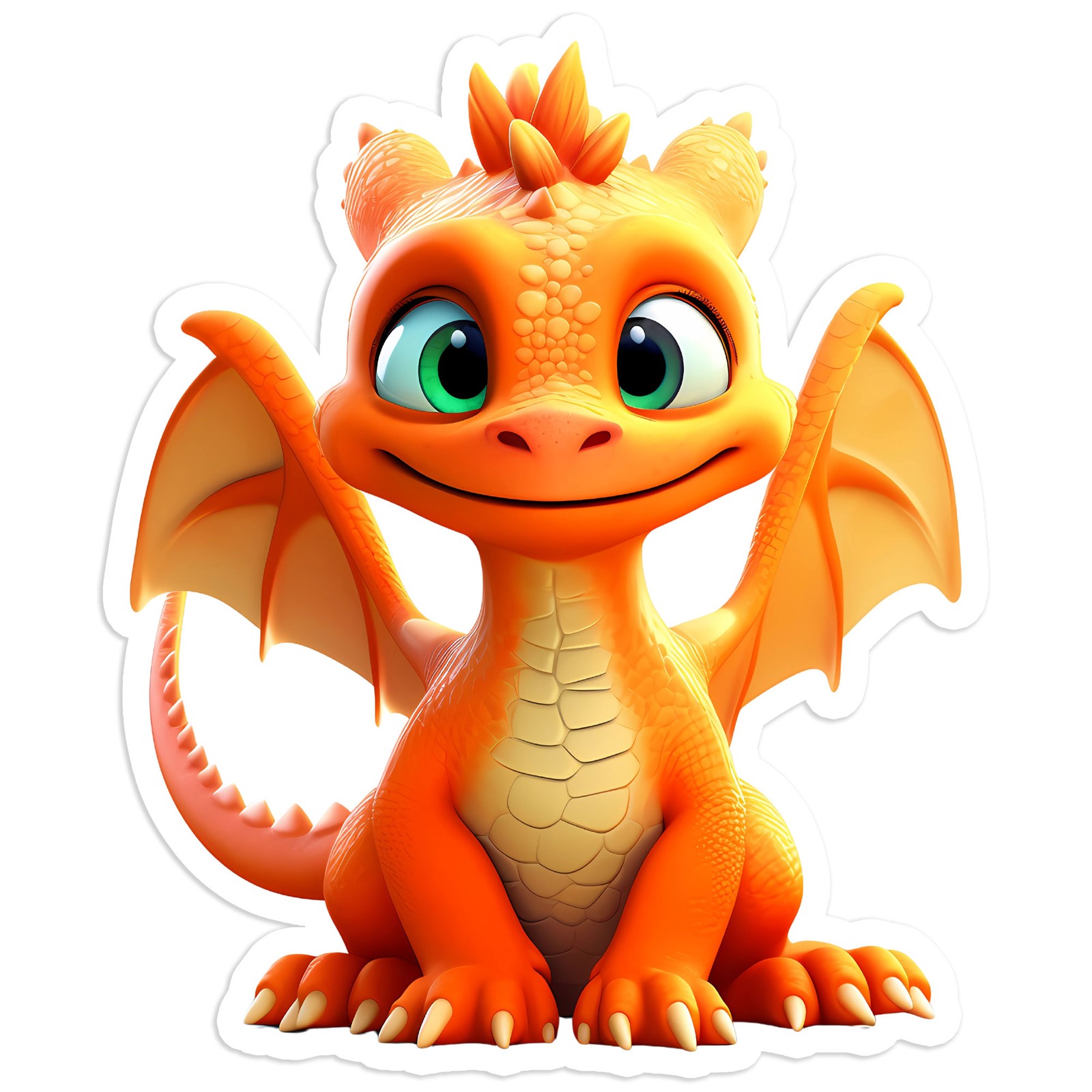 Cartoon Orange Dragon – Vinyl Decal Sticker – Car Window Laptop – #1525