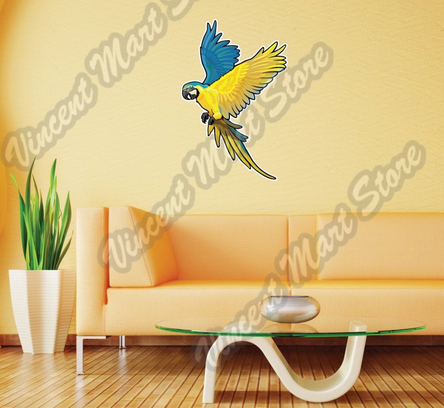 Blue-And-Yellow Macaw Ara Parakeet Wall Sticker Room Interior Decor 18"X25"