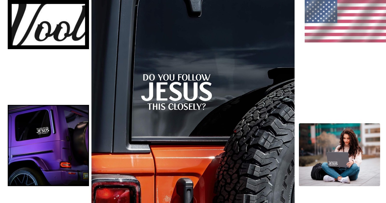 Handmade Jesus Vinyl Decal – Irregular Shape | Stylish 5.5" x 2" Car & Wall Art