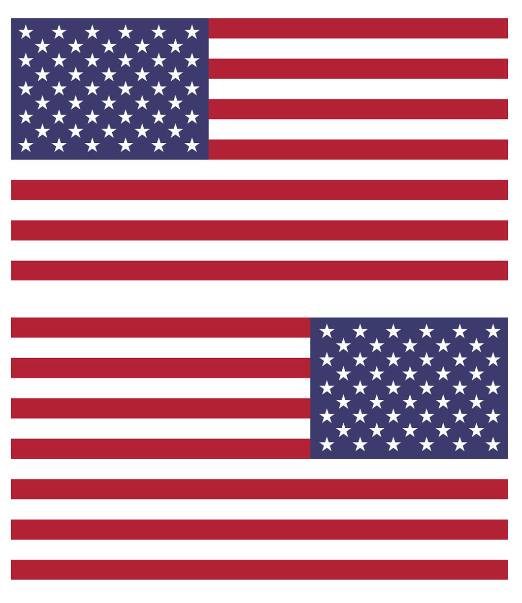 Two 7" x 3.7" Proportionally Correct US United States Flag Bumper Sticker Decals